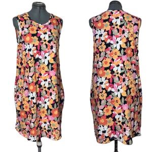 St. John's Bay Casual Tank Dress Women's Large Multicolor Floral cotton sundress